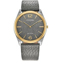 Citizen Men's Watch Suratto Eco-Drive Grey Dial Grey Leather Strap AR3124-07H