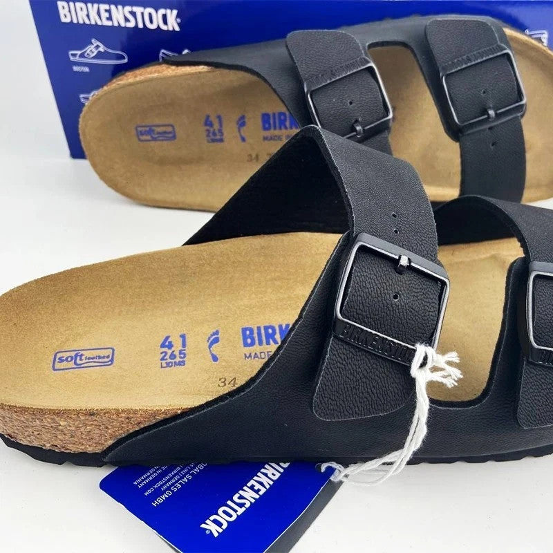Birkenstock Arizona New Birko-Flor Birkibuc Black Leather Sandal  Size 8