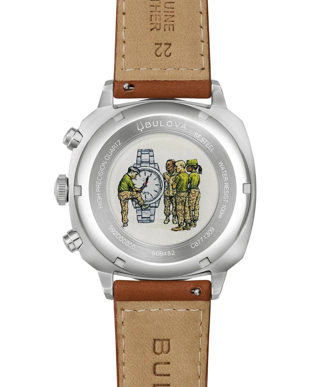 *BRAND NEW* Bulova Military Green Dial Brown Leather Strap Men's Watch 96B482
