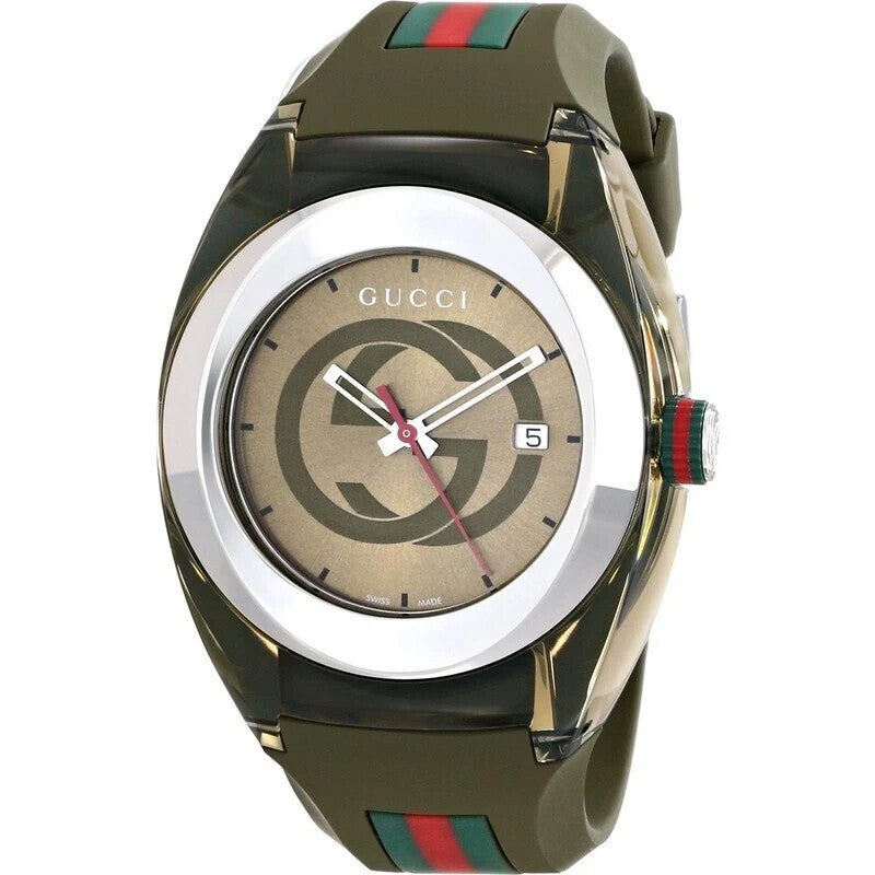 Gucci Sync XXL 46mm YA137106 Green Rubber Band Green Dial Unisex Watch New