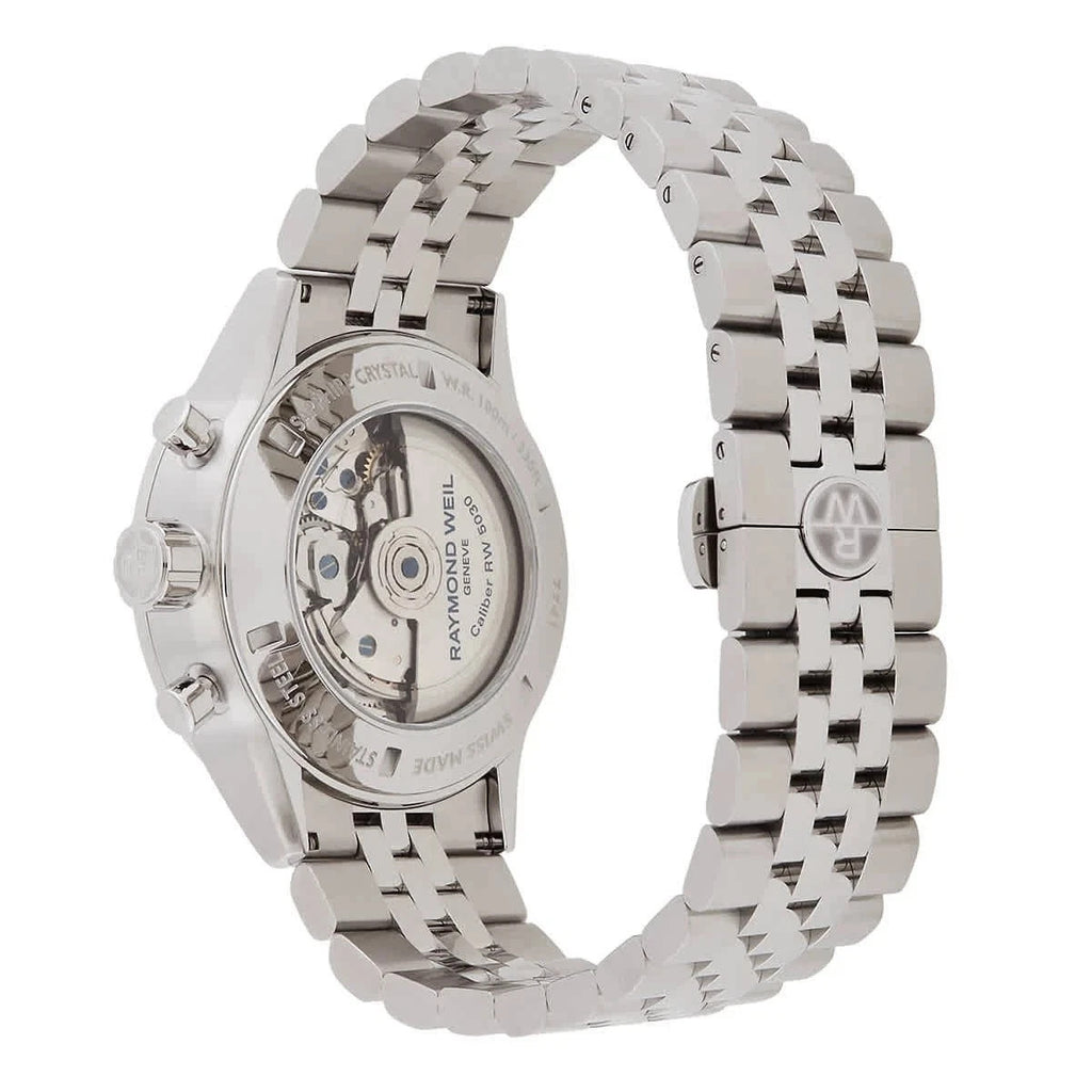 Raymond Weil Silver Mens Chronograph Watch Freelancer 7741-ST1-20021 New