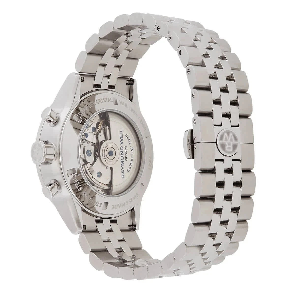 Raymond Weil Silver Mens Chronograph Watch Freelancer 7741-ST1-20021 New