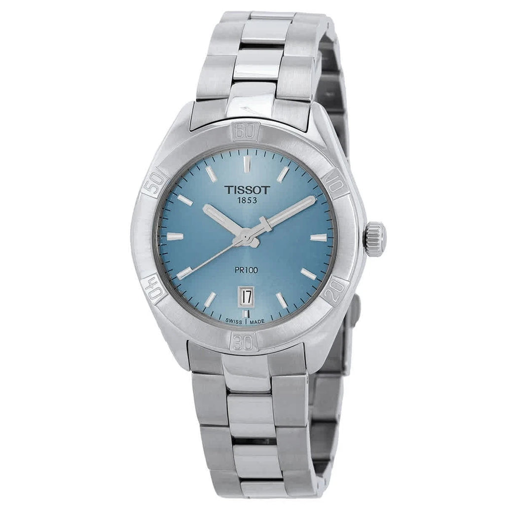 Tissot PR 100 Quartz Light Blue Dial Ladies Watch T1019101135100 New In Box