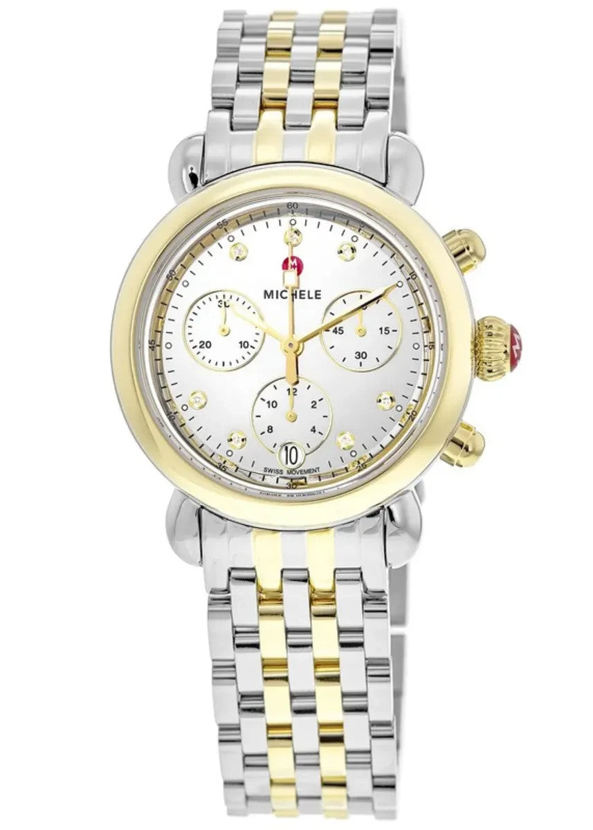 NEW Michele Mirror Two Tone Gold Silver Diamond CSX 36 Watch MWW03C000519