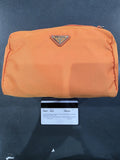 Prada Vela Orange Nylon Beauty Bag Cosmetic Makeup Case 100% Authentic