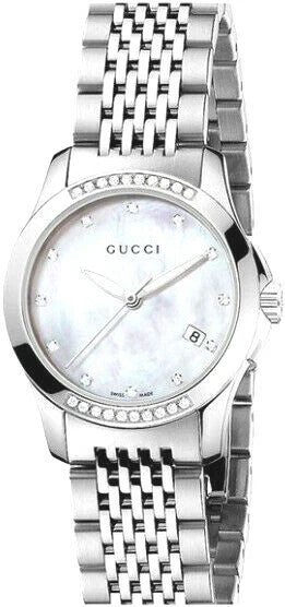 GUCCI YA126510 G-Timeless Diamond Mother of Pearl Dial Women's Watch $1,950