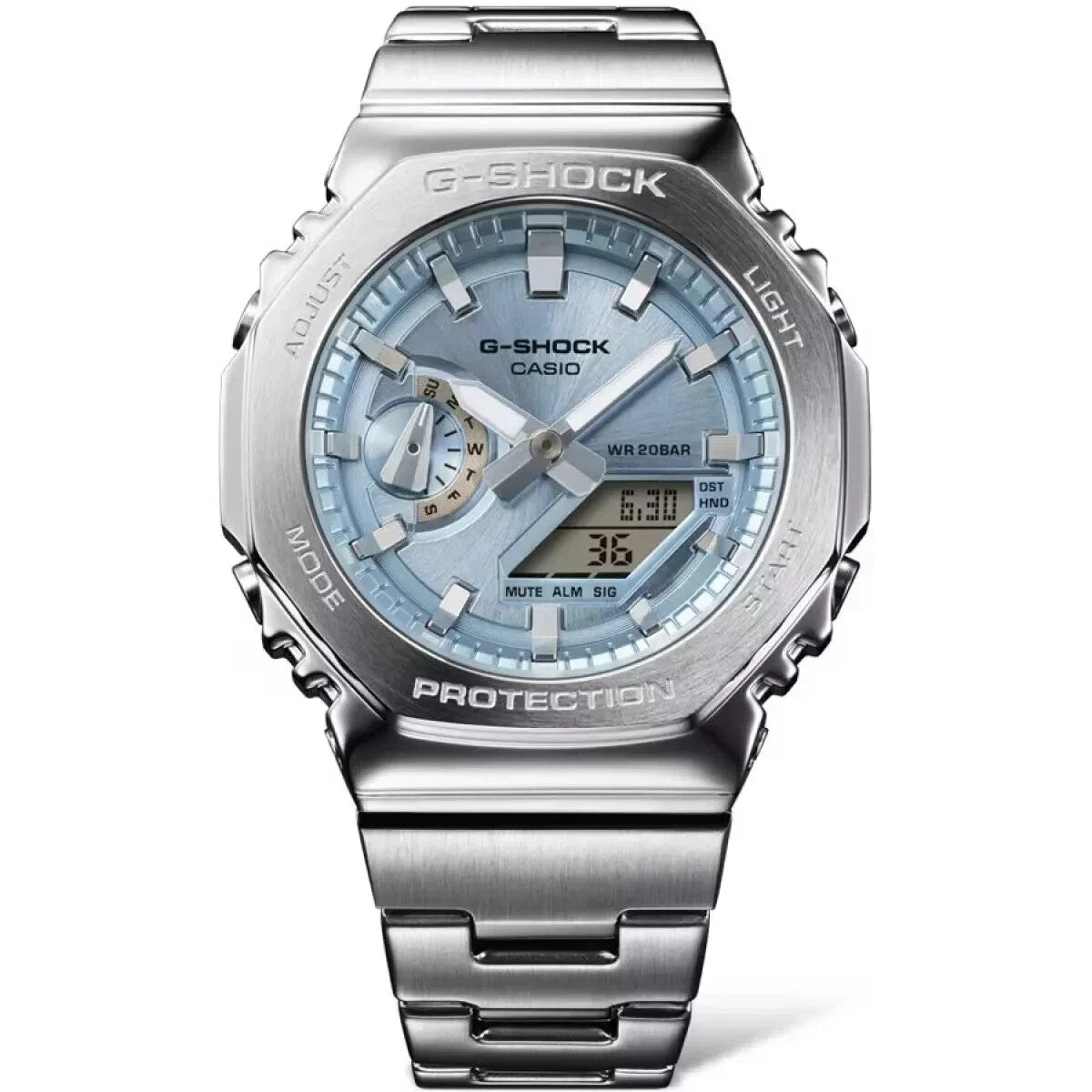 New CASIO G-Shock GM2110D-2A  Quartz Stainless Steel Blue Dial Watch New In Box