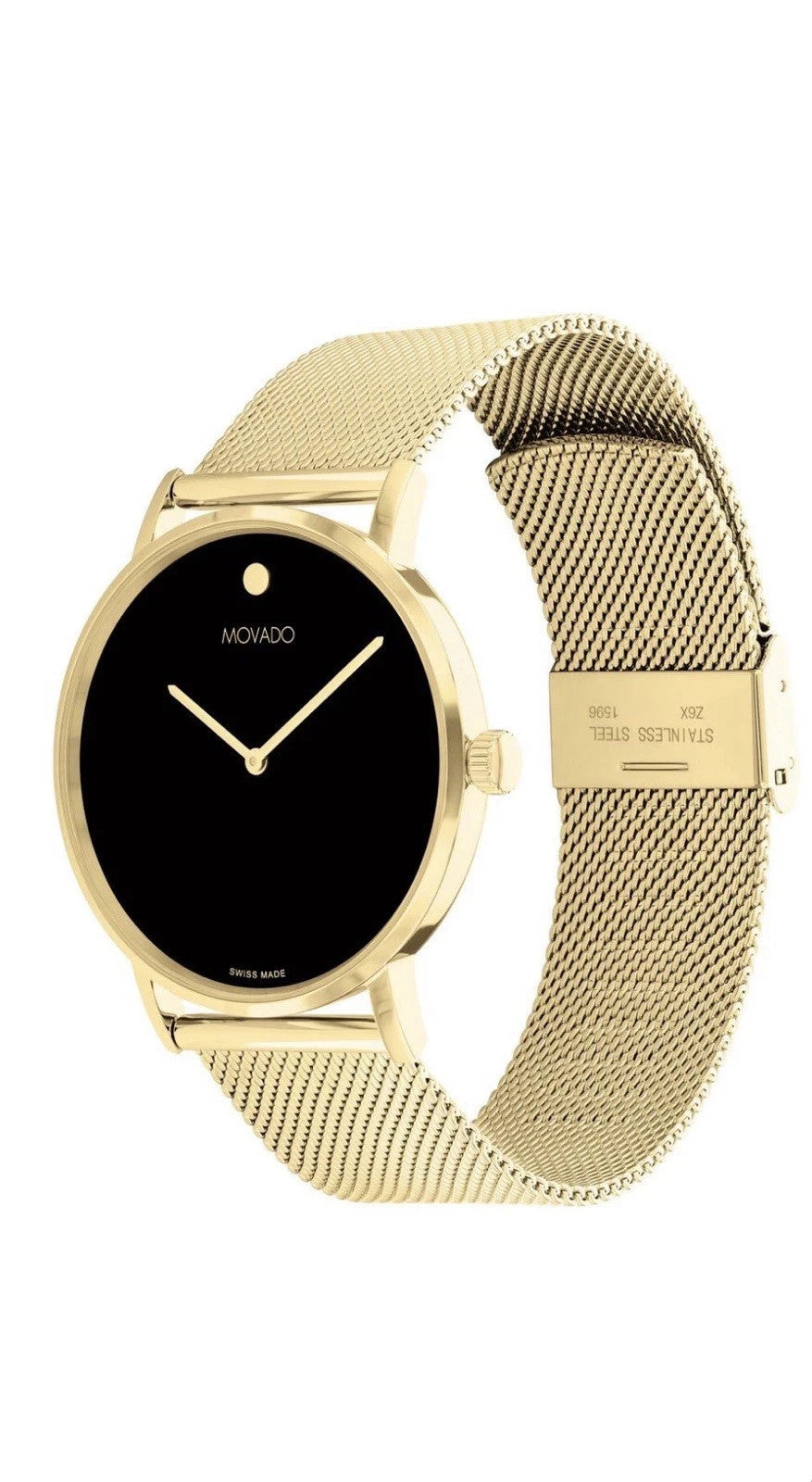 Brand New Movado Signature Men’s Yellow Gold 40mm Mesh Bracelet Watch 0607750