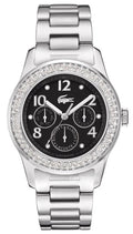 Lacoste 2000691 Strass Embellished Stainless Steel Round Black Dial Watch
