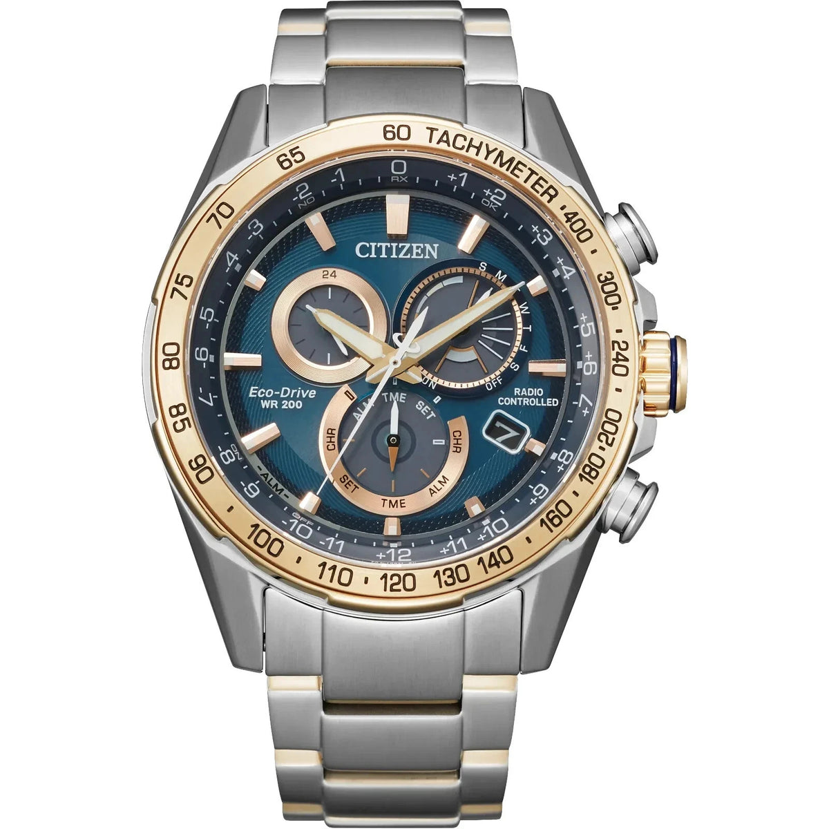 Citizen Atomic Timekeeping PCAT Collection Solar Chronograph Watch (Blue Dial)