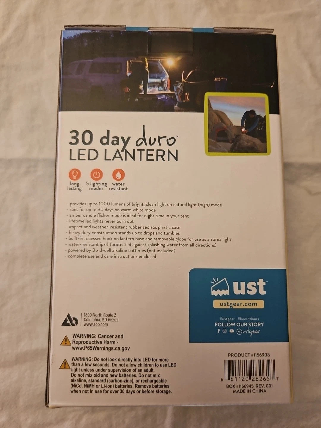 UST 30-Day Duro Grey 1000 Lumen LED Water-Resistant/Durable Camping Lantern