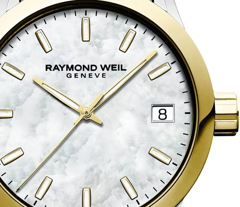 Raymond Weil Freelancer Mother of Pearl Dial Ladies Two Tone Watch 5634-STP-9702
