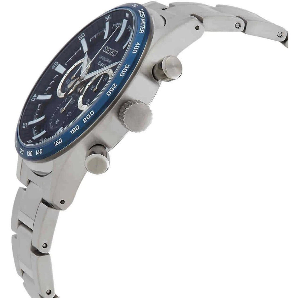 Seiko Men's Watch Quartz Chronograph Blue Dial Stainless Steel Bracelet SSB445P1