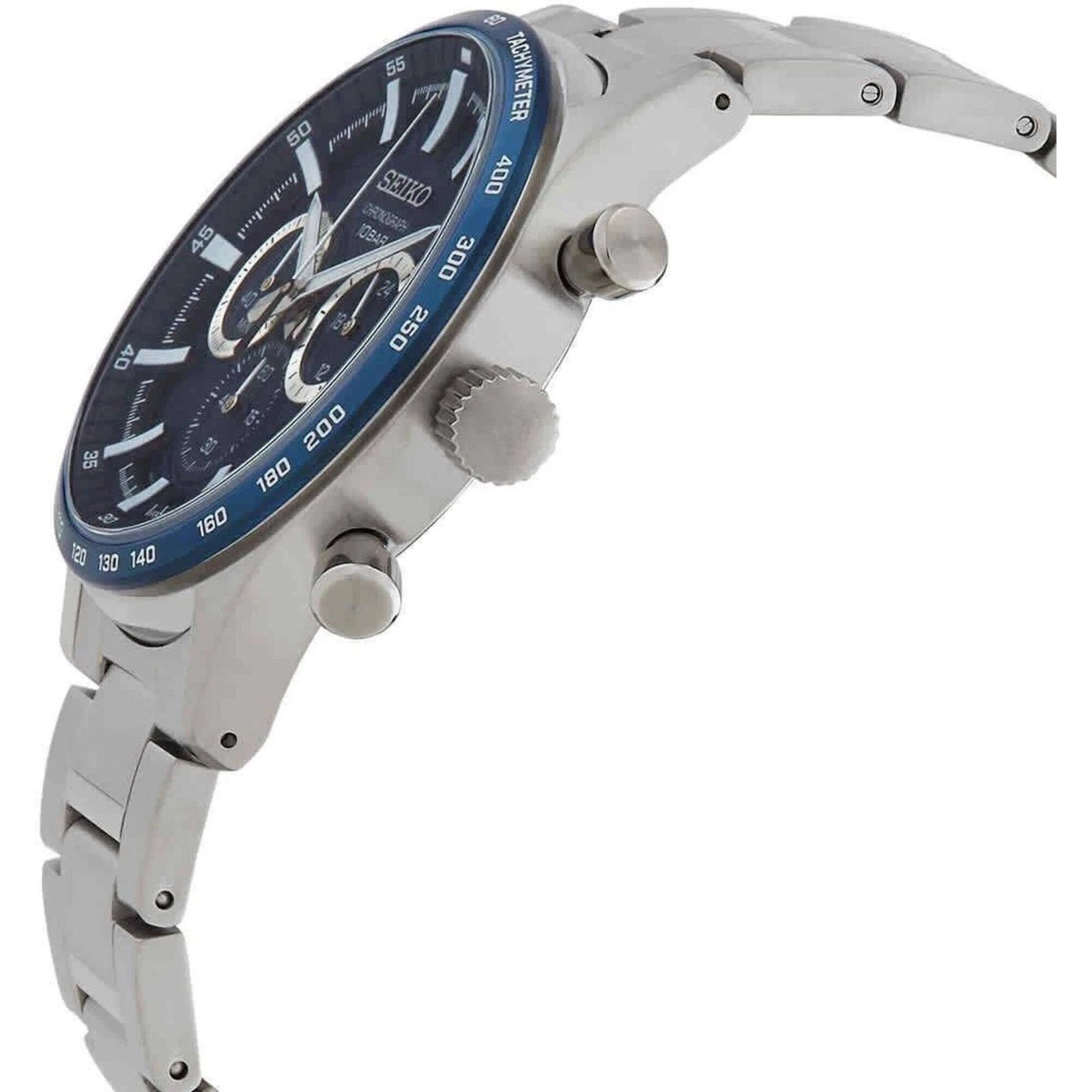 Seiko Men's Watch Quartz Chronograph Blue Dial Stainless Steel Bracelet SSB445P1