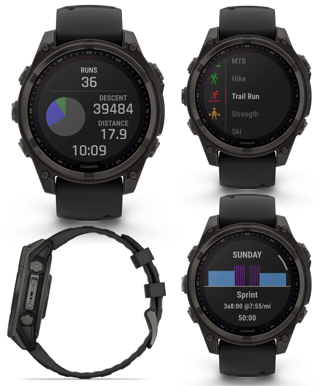 Garmin fenix 8 47 mm Titanium Sapphire Solar Smartwatch Carbon Gray Open Box