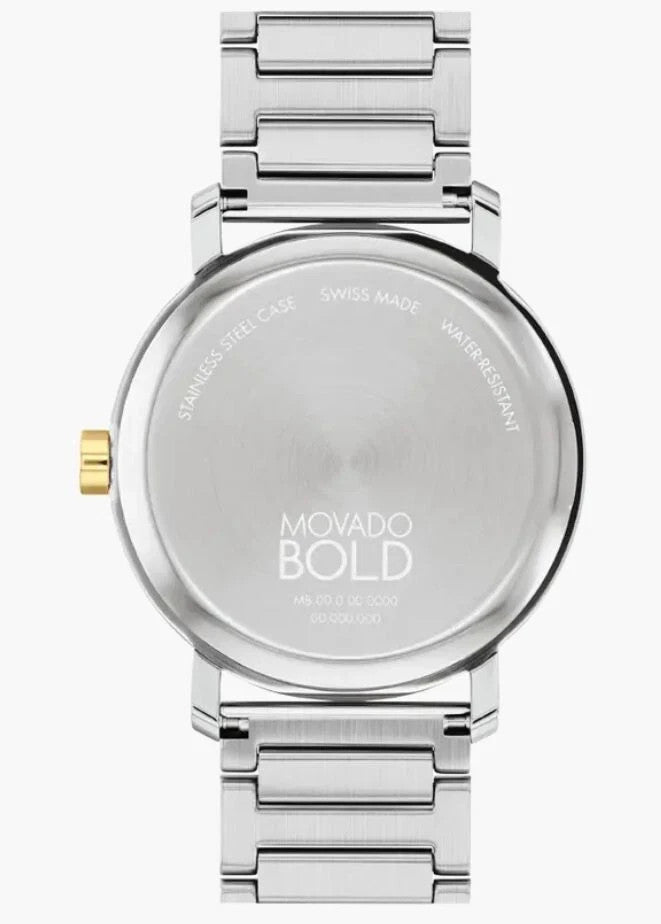 New Movado Bold Silver Dial Steel & Gold Unisex Watch 3601087 BOLD Evolution 2.0