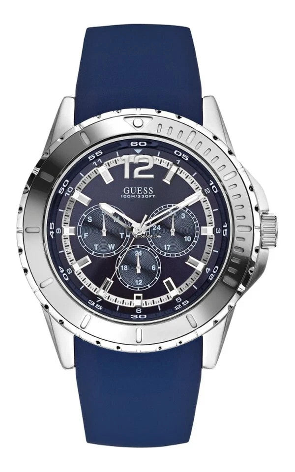Guess Analog Blue Dial Blue Silicone Strap Women's Wrist Watch W0485G3 New