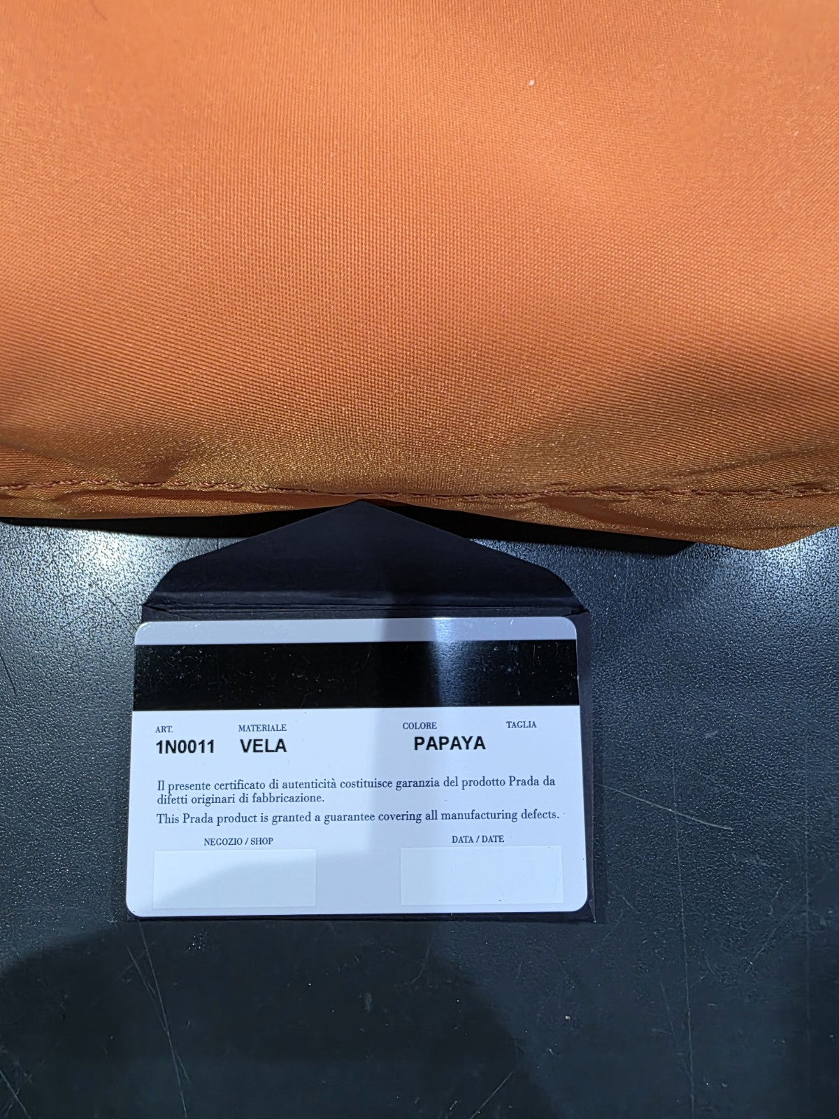 Prada Vela Orange Nylon Beauty Bag Cosmetic Makeup Case 100% Authentic