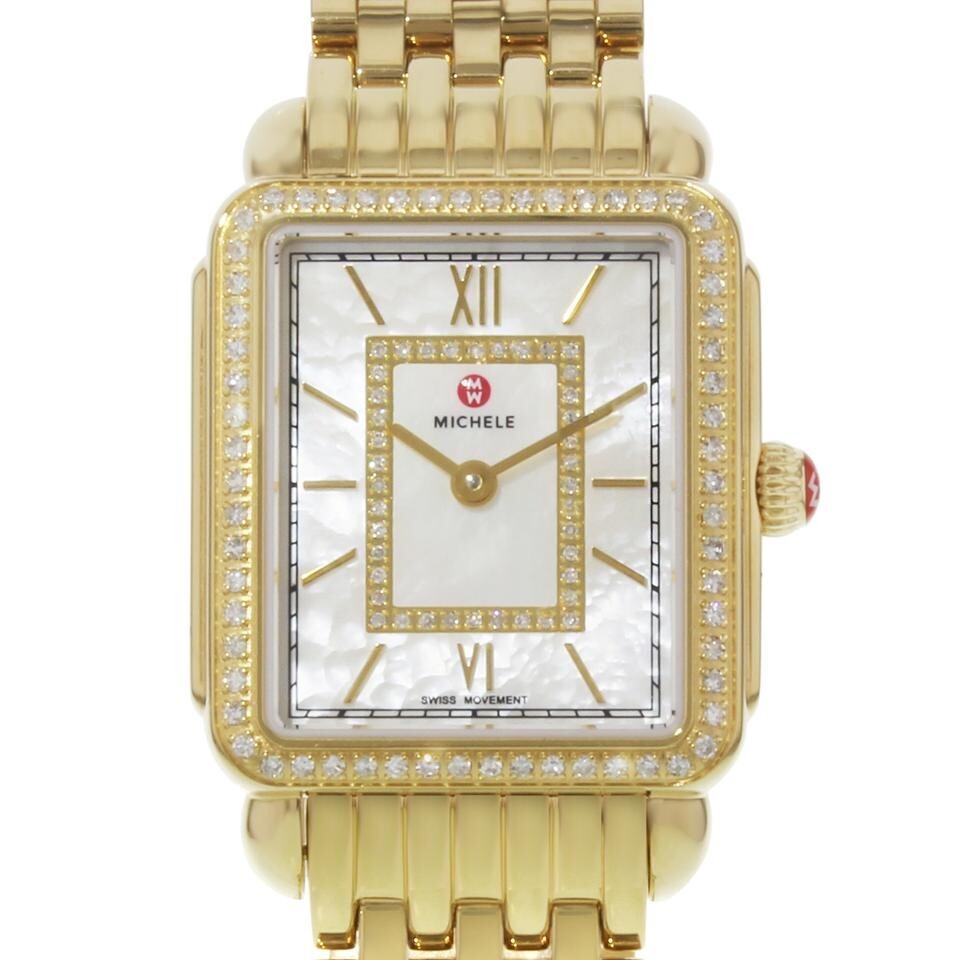 Michele Deco II Mid Size 26 mm Gold Tone Diamond Bezel Diamond Dial Ladies Watch - product image