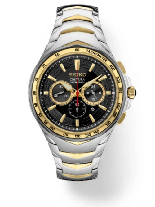 Seiko Coutura Black Dial 45.5 mm Stainless Steel Band Quartz Men's Watch SRWZ26