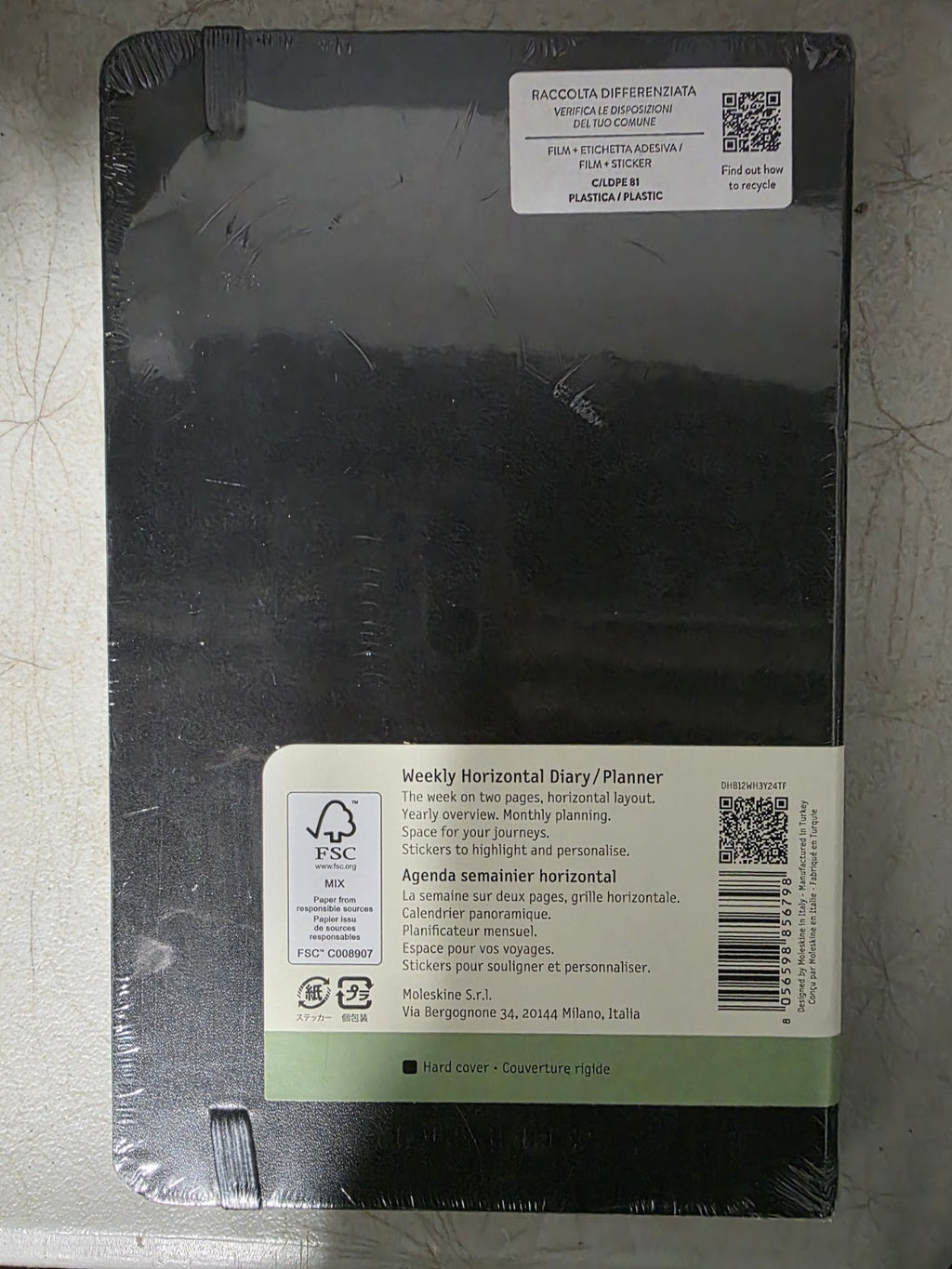 2024 - Moleskine 5x8 Navy Moleskine Weekly Horizontal Diary/Planner Black