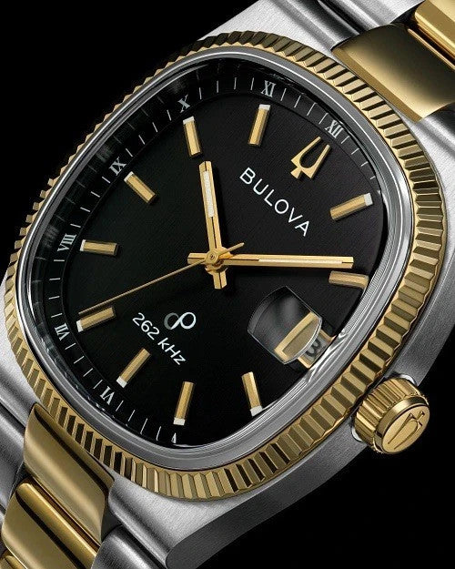 *BRAND NEW* Bulova Super Seville Black Dial Two-tone Bracelet Men's Watch 98B458