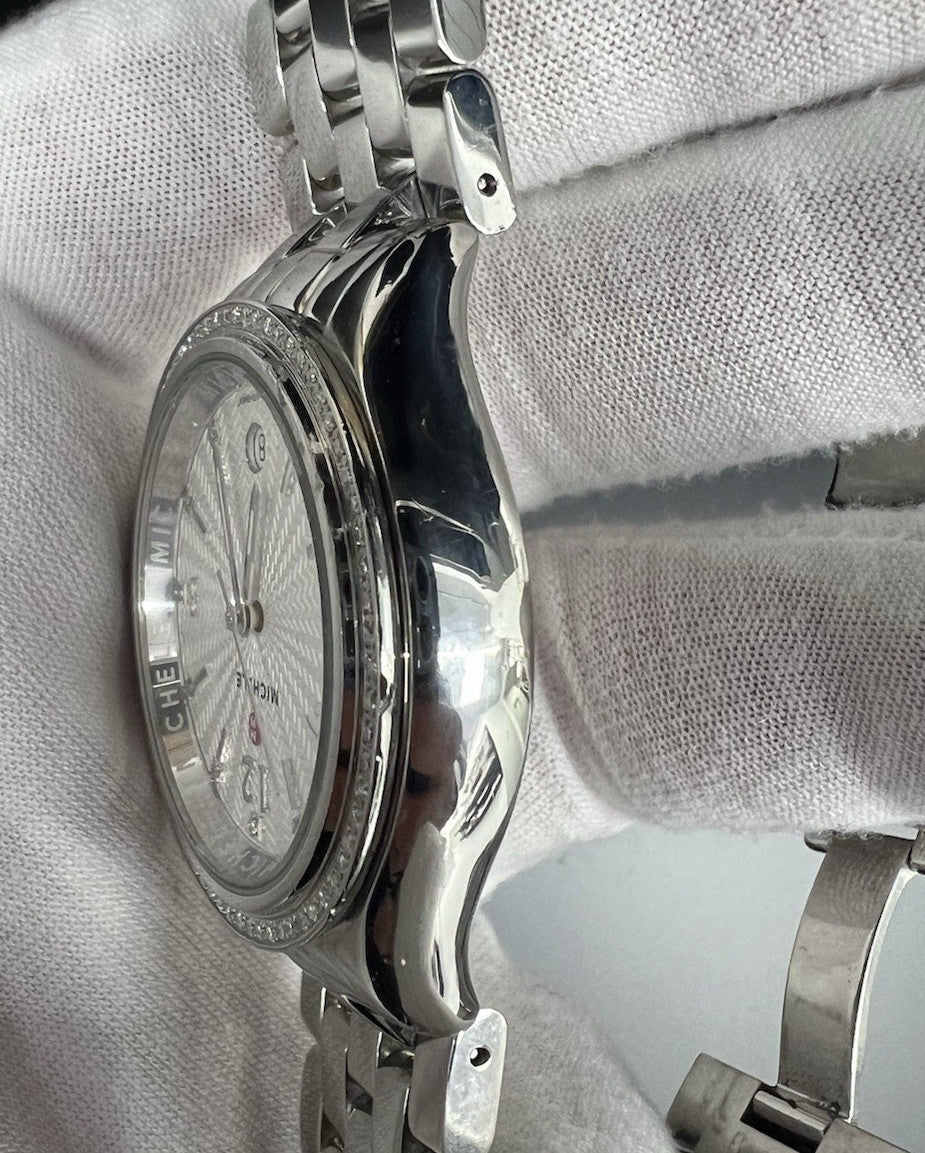 Michele Belmore Diamond Bezel with White Textured Dial Ladies Watch MWW29A000005 - product image