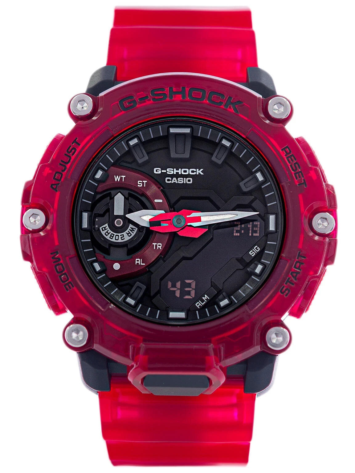 Casio G-Shock Analog-Digital Shock Resistant Transparent Red Watch GA2200SKL-4A