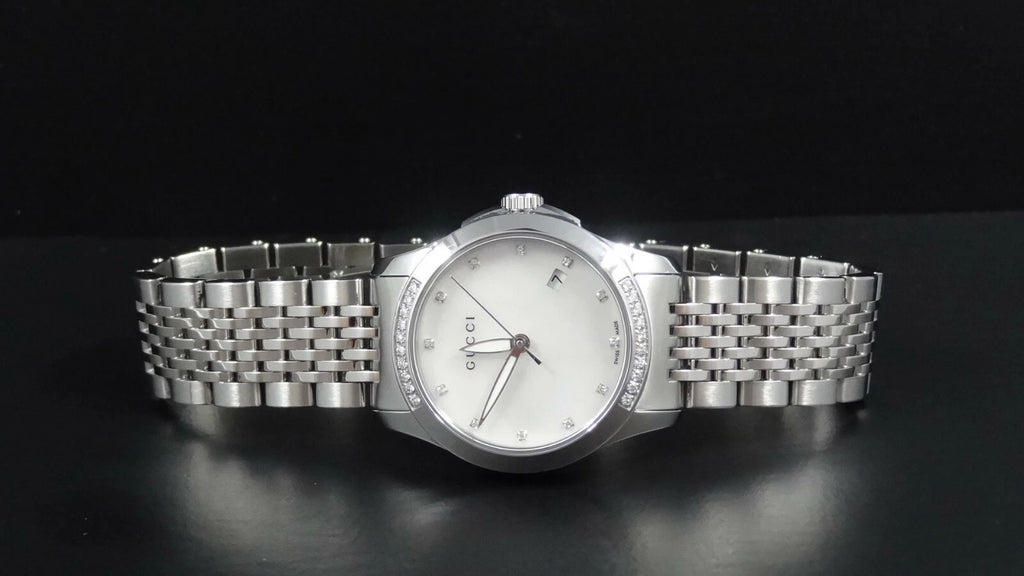 GUCCI YA126510 G-Timeless Diamond Mother of Pearl Dial Women's Watch $1,950