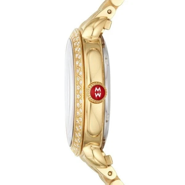 Michele Sidney Classic 18K GoldPlated Diamond M.O.P Diamond Dial Ladies Watch