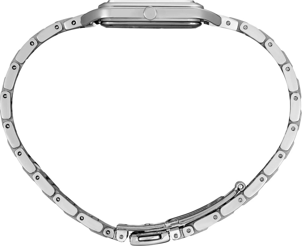 Seiko SWR073 Essentials Collection Rectangular Silver Dial Womens Watch
