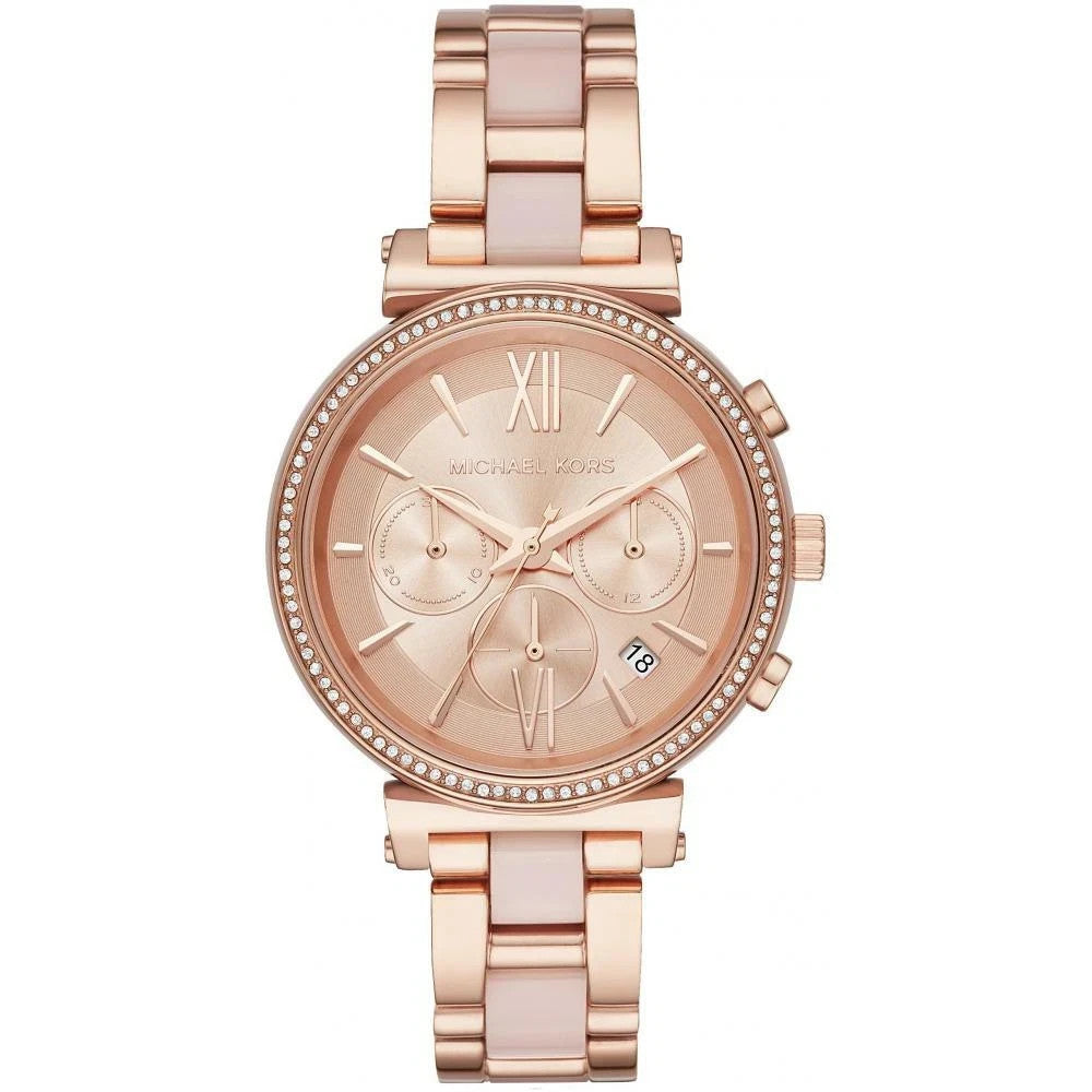 Michael Kors Ladies Sofie Rose Gold-Tone Stainless Steel Watch MK6560 New
