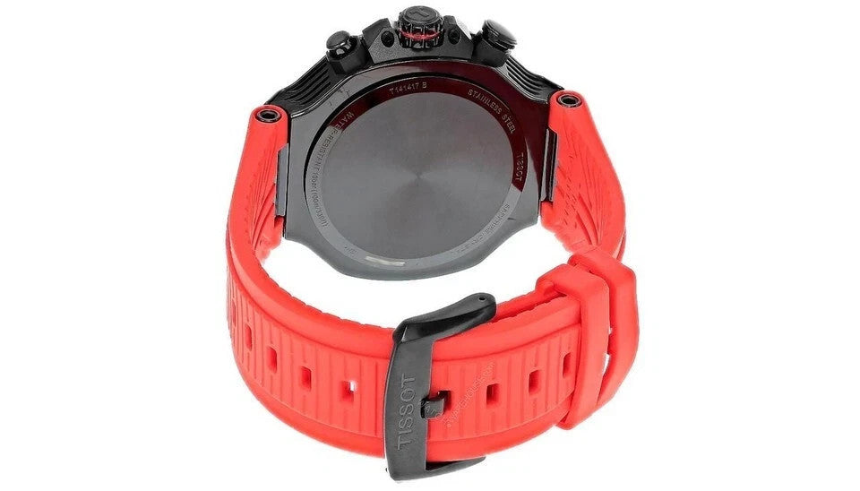 Tissot T-Race Quartz Chrono 45MM Red Silicone Men's Watch T141.417.37.061.01