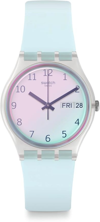 Swatch GE713 Originals Medium (34mm) Ultraciel Watch, Blue-Pink With Day-Date