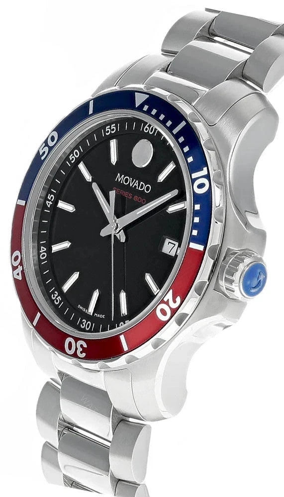 MOVADO Series 800 Black Dial Pepsi Bezel 40mm Men's Quartz Watch 2600152 New