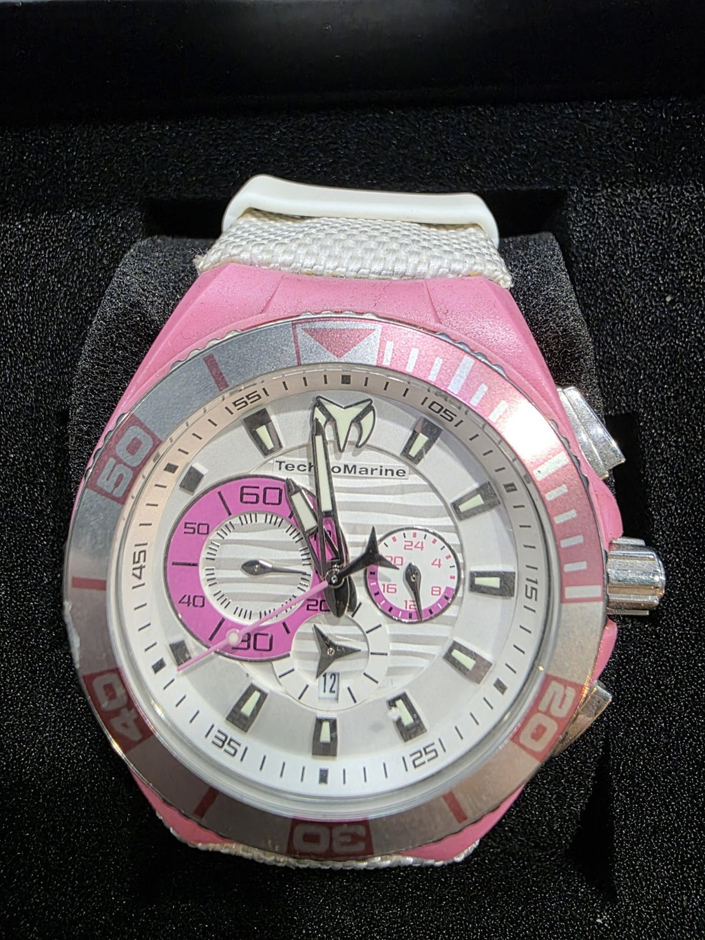 Technomarine 112014 Pink/White Chronograph Watch With Box