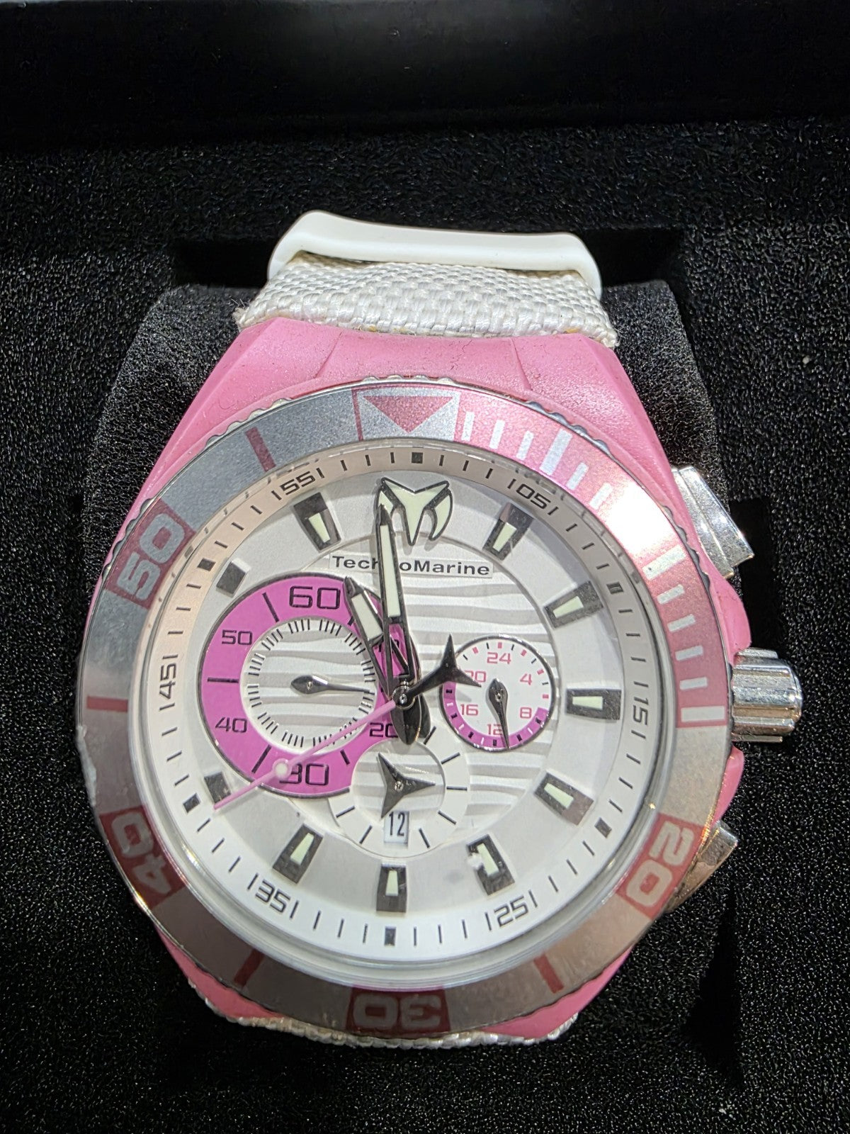 Technomarine 112014 Pink/White Chronograph Watch With Box