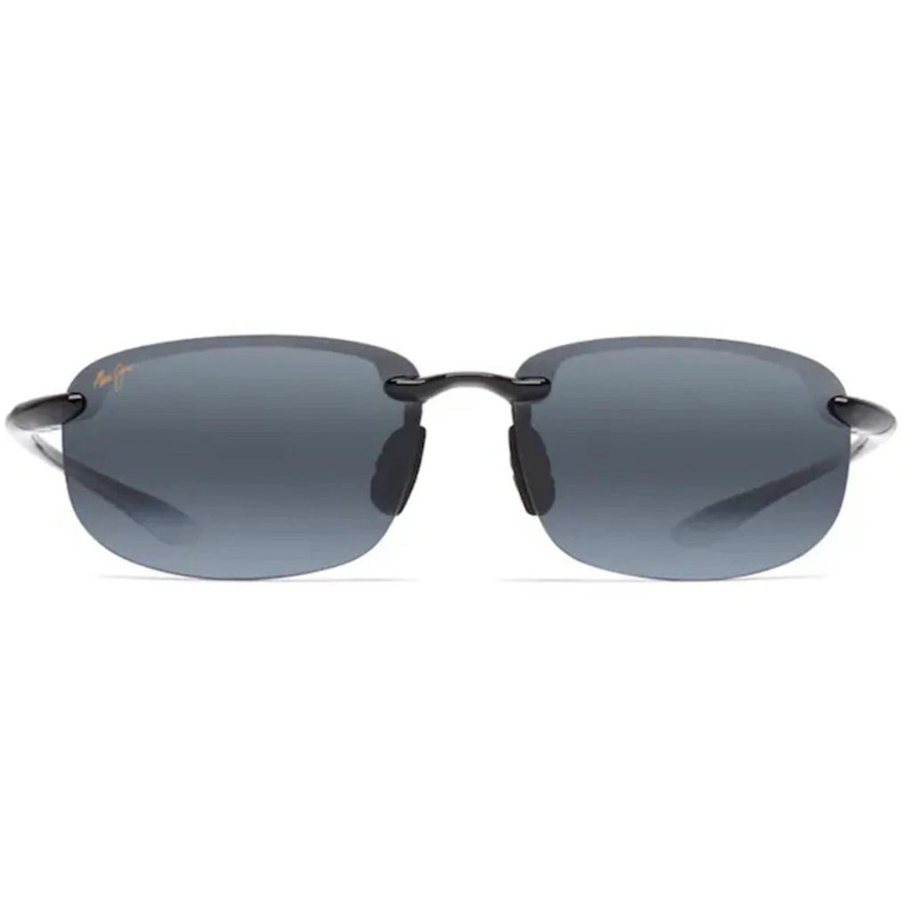 Maui Jim Unisex Sunglasses Gloss Black Hookipa Grey Oval Men's Sunglasses 407-02