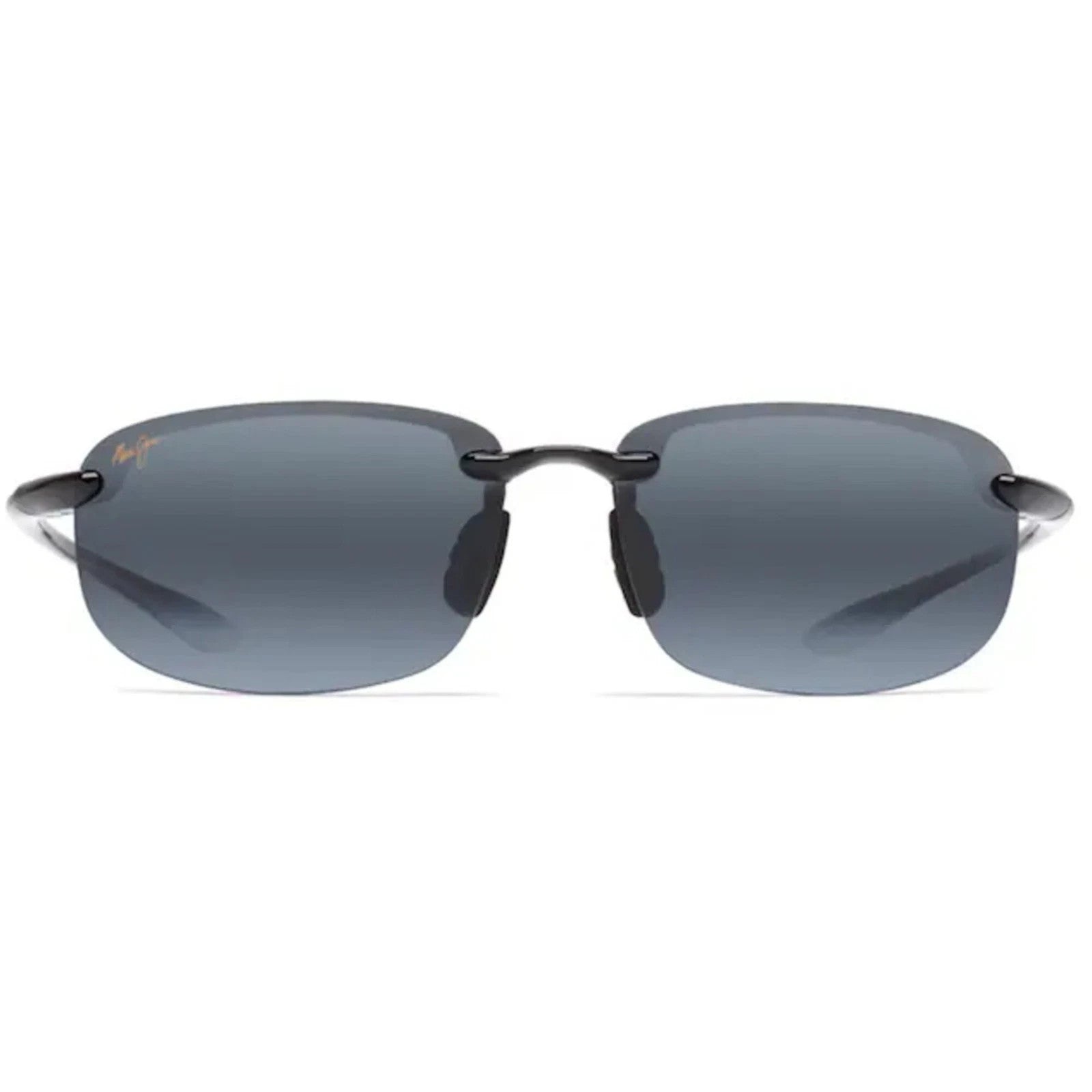 Maui Jim Unisex Sunglasses Gloss Black Hookipa Grey Oval Men's Sunglasses 407-02