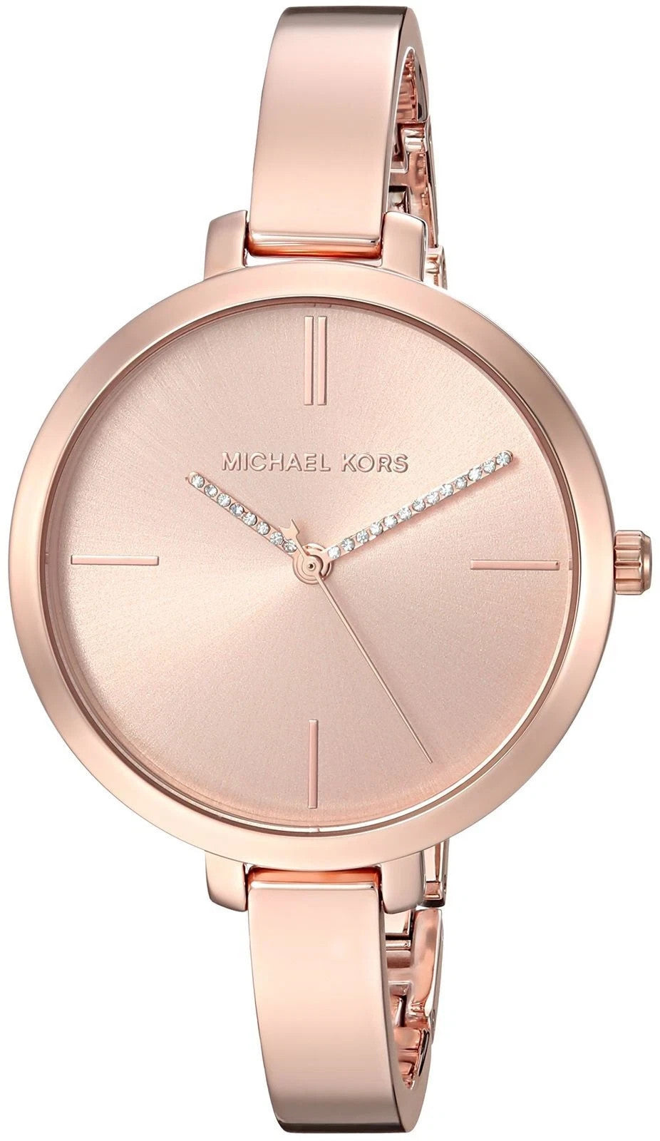 New Michael Kors Women MK3735 Round Crystals Dial Rosegold Stainless Band Watch