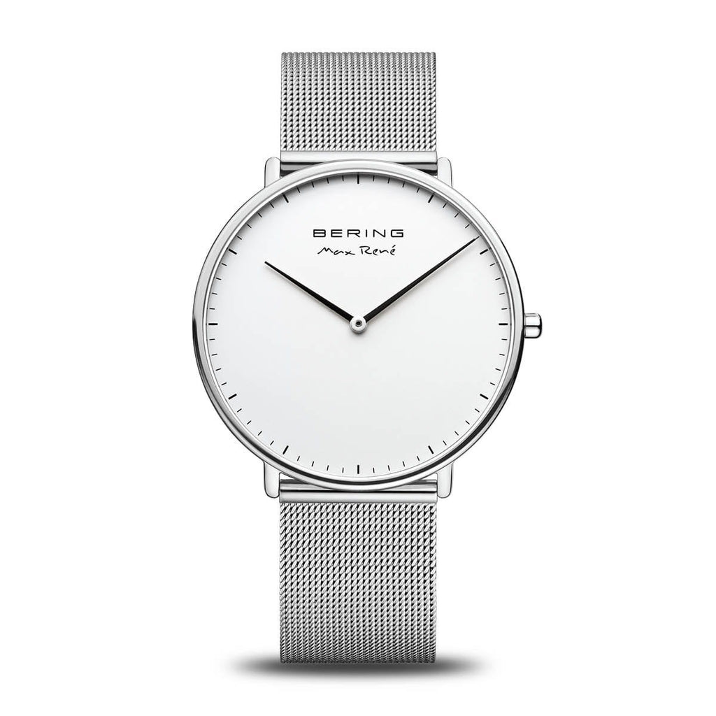 Bering Max Rene Watch Men 40mm White Dial Silver Tone Round 15738-004