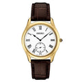 Seiko Essentials Quartz White Dial Brown Leather Strap Men's Watch SRK050