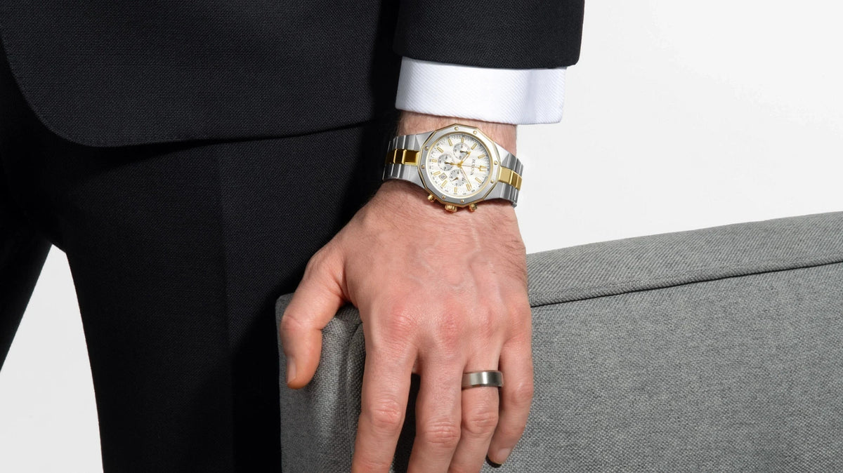 Bulova Prestige Chrono Dodecagon Two Tone Mens Watch 98B450 New In Box
