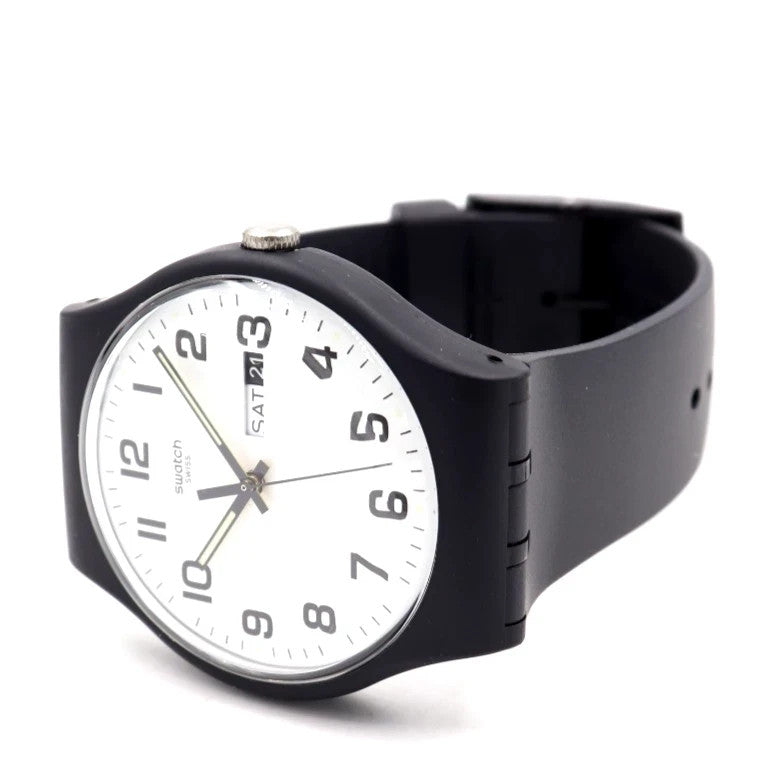 New Swiss Swatch Originals CLASSIC TWICE AGAIN Black Day-Date Watch SO29B703 $90