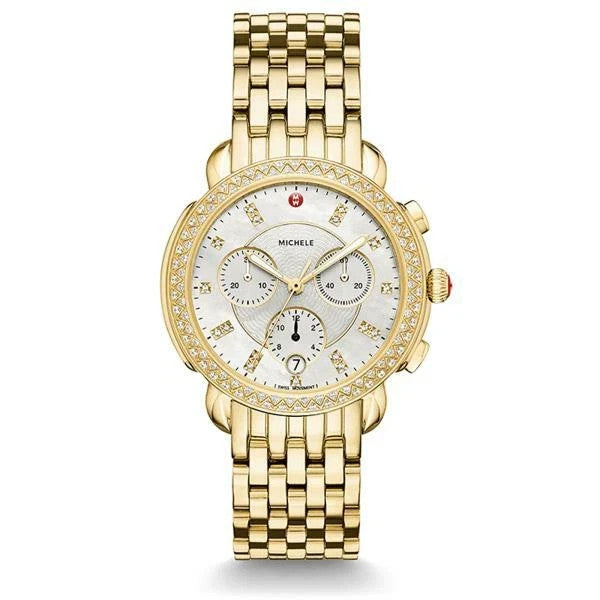 Michele Sidney Gold Diamond With Diamond Dial Ladies Watch MWW30A000008 NEW