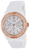 GUESS White Plastic Rose Gold-tone 3 dials Watch U0062L6 New 100% Authentic