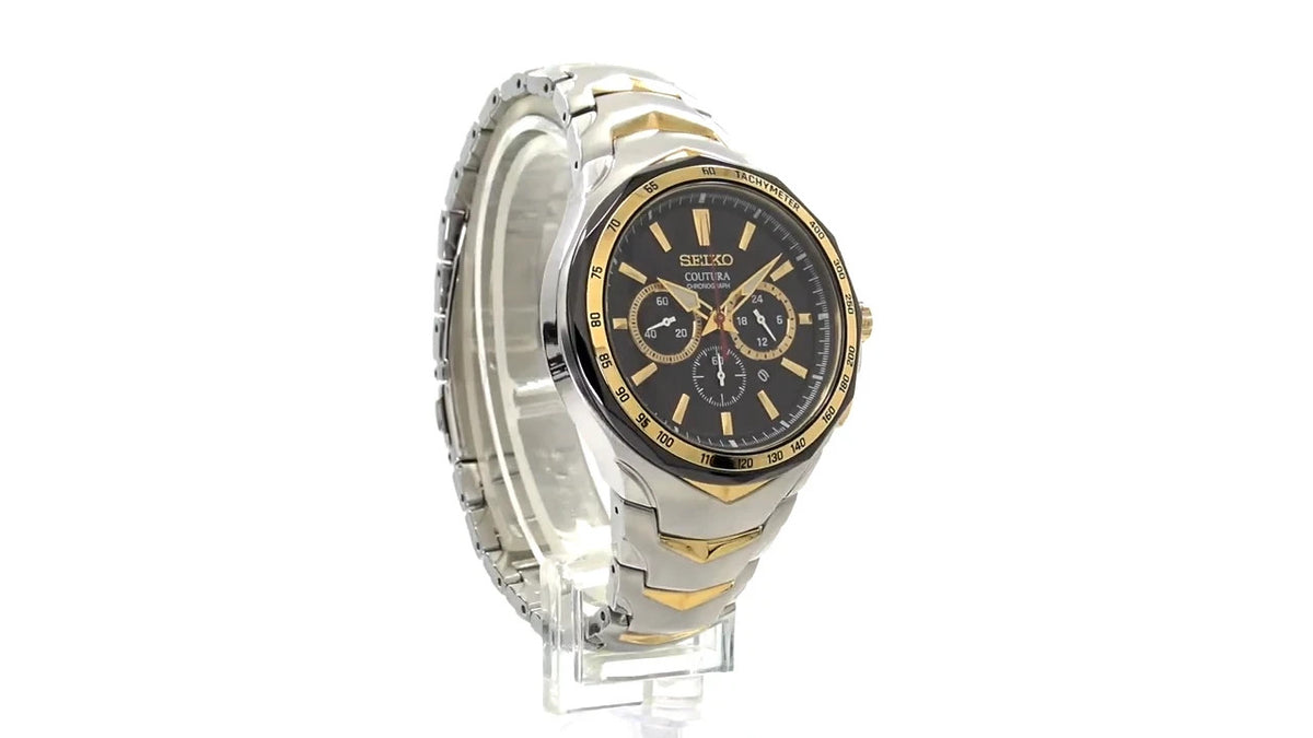 Seiko Coutura Black Dial 45.5 mm Stainless Steel Band Quartz Men's Watch SRWZ26