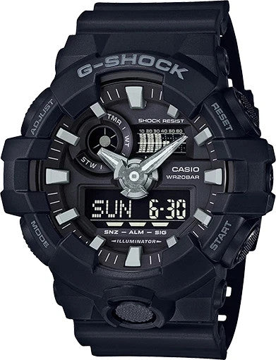 New Casio G-Shock GA700-1b Super Illuminator Ana-Digital 3D Black Men's Watch