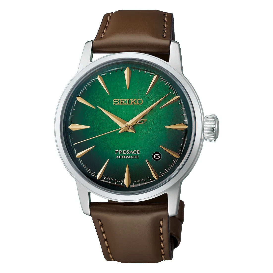Seiko Presage Cocktail Time 38.5mm Green Dial Leather Band Watch HCB002