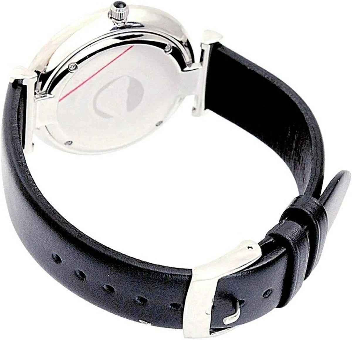 Emporio Armani AR1674 Retro Analog Quartz Silver Dial Black Leather Strap Watch